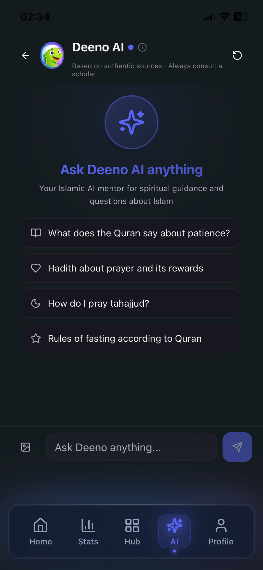 Deeno AI chat screen